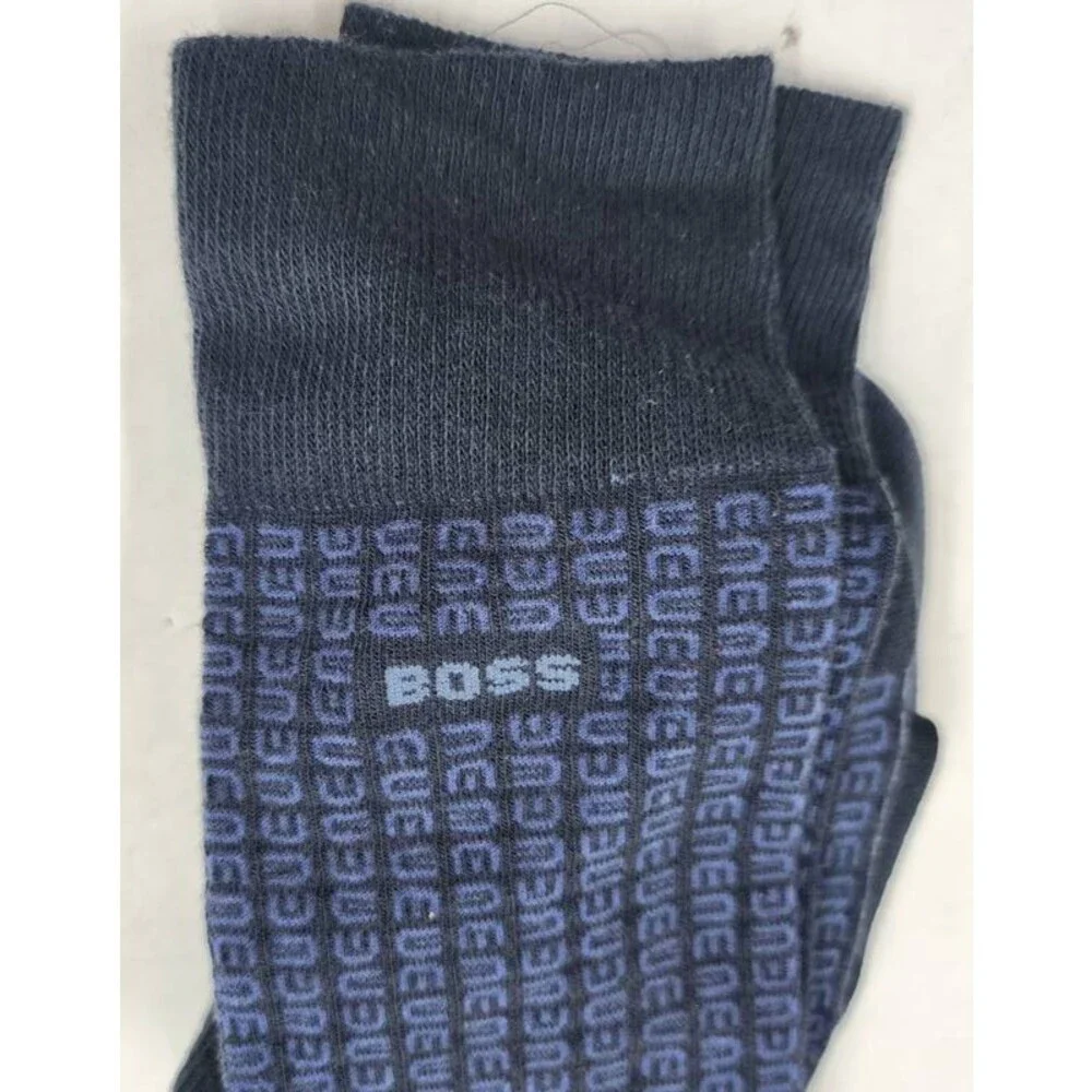 BOSS RS Mini Pattern CC Tile Socks Men's 7-13 Navy Pull On Pack of 2